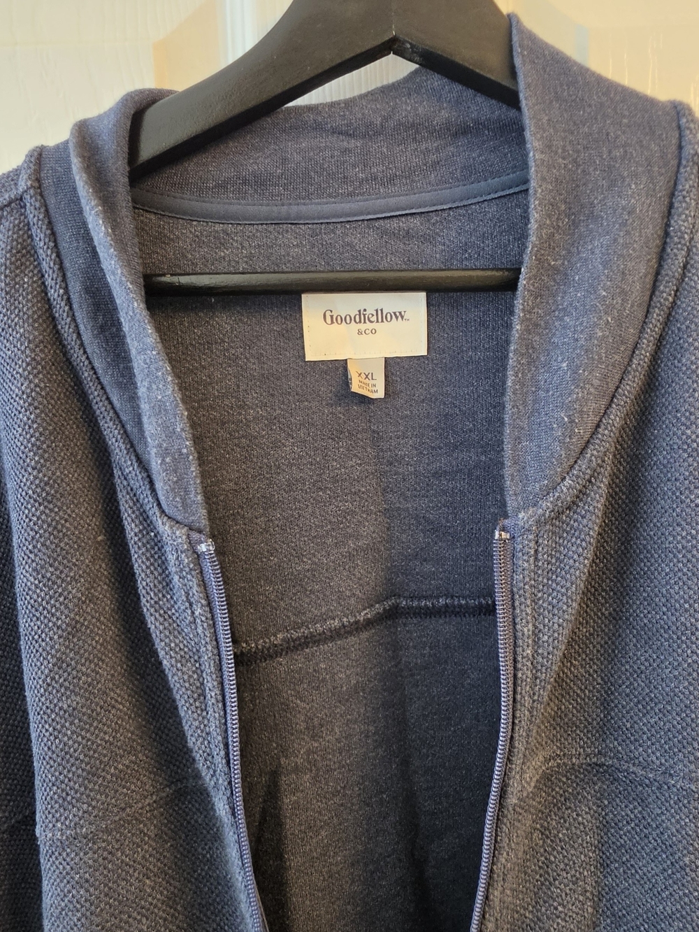 Goodfellow & Co Navy Zip-Up Shawl Collar Knit Hoodie